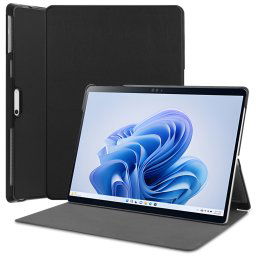 LEATHER Felhajtható tok Microsoft Surface Pro 9 / 10 / 11 készülékhez, fekete