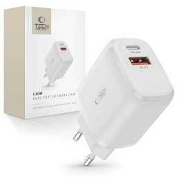 TECH-PROTECT C20W Hálózati töltő USB Typ-C / USB-A fehér