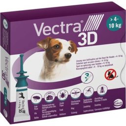 Vectra 3D repellens spot on kutyáknak kullancsok, bolhák, szúnyogok és legyek ellen (4-10 kg-os kutyáknak; 3 x 1.6 ml-es pipetta; Zöld)