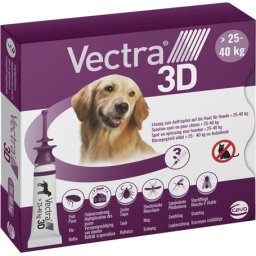 Vectra 3D repellens spot on kutyáknak kullancsok, bolhák, szúnyogok és legyek ellen (25-40 kg-os kutyáknak; 3 x 4.7 ml-es pipetta; Lila)