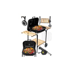Faszenes kerti grill fújtatóval stabil szerkezet, levegőszabályozás, sütéshez