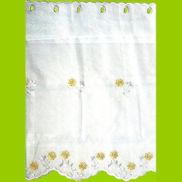 Virág mintás hímzett vitrázsfüggöny anyag, 60 cm magas - maradék darab: 1,4m
