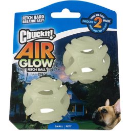 Chuckit! Max Glow Air Fetch Ball pakk - Foszforeszkáló, légáteresztő kutyalabdák (S; 2 db labda / csomag; Átmérő: 5 cm)