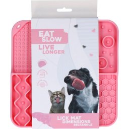 Eat Slow Live Longer Lick Mat Dimensions Rectangle - 4 zónás nyalogatós etetőtál (Rózsaszín; 21 x 21 cm)