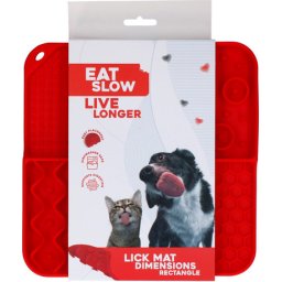 Eat Slow Live Longer Lick Mat Dimensions Rectangle - 4 zónás nyalogatós etetőtál (Piros; 21 x 21 cm)
