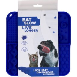Eat Slow Live Longer Lick Mat Dimensions Rectangle - 4 zónás nyalogatós etetőtál (Kék; 21 x 21 cm)