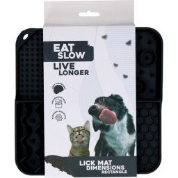 Eat Slow Live Longer Lick Mat Dimensions Rectangle - 4 zónás nyalogatós etetőtál (Fekete; 21 x 21 cm)