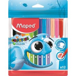 MAPED Filctoll készlet, 2 mm, kimosható, MAPED "Color'Peps Ocean", 12 különböző szín