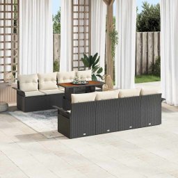 vidaXL Kerti Kanapé Szett 7 db Fekete és Krém polirattan