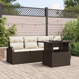 vidaXL Kerti Kanapé Szett 5 db Barna Poly Rattan