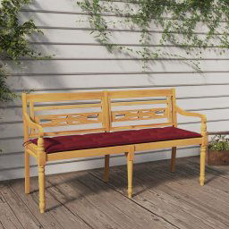 vidaXL tömör tíkfa Batavia pad bordó párnával 150 cm