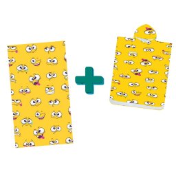 Strandkészlet SMILE – Fürdőlepedő 100×180 cm és poncsó 80×145 cm, sárga