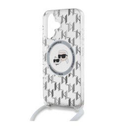 KARL LAGERFELD IML MONOGRAM CROSSBODY K&CH HEADS MAGSAFE szilikon telefonvédő (ütésállóság, MagSafe, nyakpánt) ÁTLÁTSZÓ Apple iPhone 16