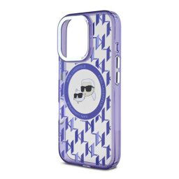 KARL LAGERFELD IML MONOGRAM K&CH HEADS MAGSAFE szilikon telefonvédő (ütésállóság, kameravédő, MagSafe) LILA Apple iPhone 16 Pro Max