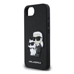 KARL LAGERFELD PU SAFFIANO KARL AND CHOUPETTE szilikon telefonvédő (ütésállóság, bőr hatású hátlap, 3D) FEKETE Apple iPhone 16e