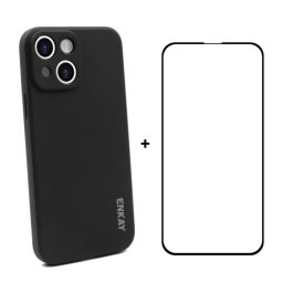 ENKAY borító + 3D üveg Apple iPhone 13 fekete