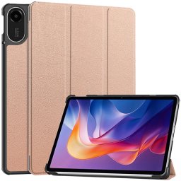 LEATHER Felhajtható tok Xiaomi Redmi Pad 2 készülékhez, rózsaszín-arany