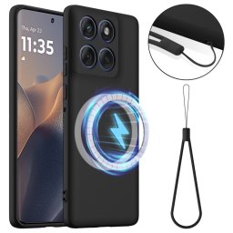 RUBBER MAGSAFE Szilikon tok Motorola Edge 60 Pro fekete készülékhez