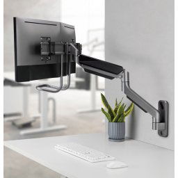 Fali tartó 2 monitorhoz gázrugós ergonómikus 32" szürke Gembird (MA-WA2-02)