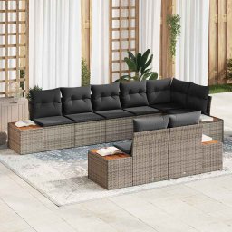 vidaXL Kerti Kanapé Szett 8 db 8-Ülőhelyek száma Szürke Polyrattan