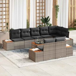 vidaXL Kerti Kanapé Szett 8 db 8-Ülőhelyek száma Szürke Polyrattan
