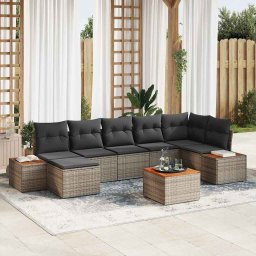 vidaXL Kerti Kanapé Szett 8 db 7-Ülőhelyek száma Szürke Polyrattan