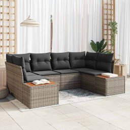 vidaXL Kerti Kanapé Szett 6 db 6-Ülőhelyek száma Szürke Polyrattan