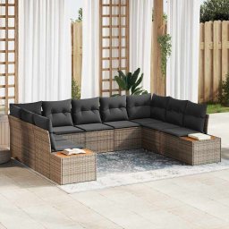 vidaXL Kerti Kanapé Szett 5 db 9-Ülőhelyek száma Szürke Polyrattan