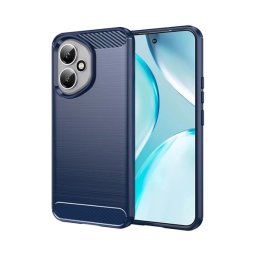 Szilikon telefonvédő (ütésállóság, légpárnás sarok, szálcsiszolt, karbon minta) SÖTÉTKÉK Honor 400