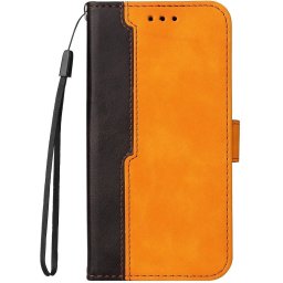 Xiaomi Redmi 13 4G / Note 13R / Poco M6 4G, Oldalra nyíló tok, stand, kártyatartóval, kézpánttal, Wooze Colour Wallet, narancssárga