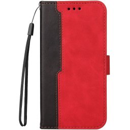 Xiaomi Redmi 13 4G / Note 13R / Poco M6 4G, Oldalra nyíló tok, stand, kártyatartóval, kézpánttal, Wooze Colour Wallet, piros