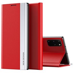 Samsung Galaxy S25 Edge SM-S937, Oldalra nyíló tok, stand, Wooze Silver Line, piros