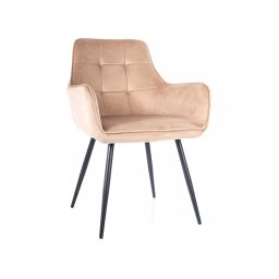 Bársony étkezőszék fekete lábakkal LEMON bézs