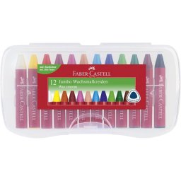 FABER-CASTELL Zsírkréta, háromszögletű, FABER-CASTELL "Jumbo", 12 különböző szín