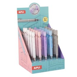APLI Nyomósirón display, 0,7 mm, hegyezővel, rázós, APLI, vegyes színekben, 25 db