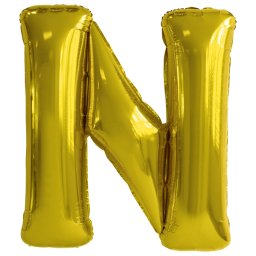 Fólia léggömb, "N" betű, arany, 99 cm