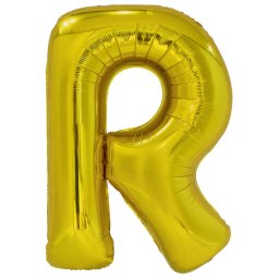 Fólia léggömb, "R" betű, arany, 86 cm