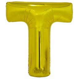 Fólia léggömb, "T" betű, arany, 103 cm