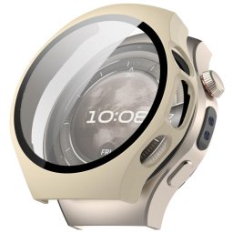 PC FULL COVER Műanyag tok üveggel Huawei Watch 5 46mm IVORY