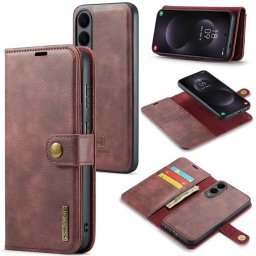 DG.MING Pénztárca tok 2 az 1-ben Samsung Galaxy S25 Edge piros