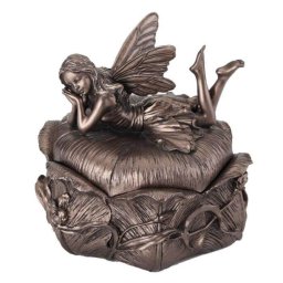 Tündéres bronzbevonatú ékszertartó doboz - 12x10 cm