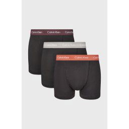 3PACK Calvin Klein Cotton Stretch férfi boxeralsó fekete-narancssárga S