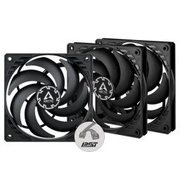 ARCTIC ventilátor P12 Slim PWM PST 3-Pack, 120mm, 4pin, PWM, fekete, fekete