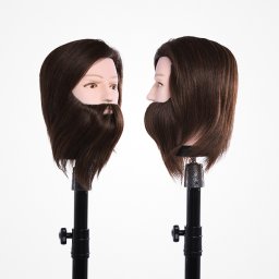 Szemléltetőfej 100% természetes hajjal 18cm világosbarna szín szakállal