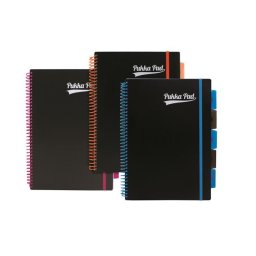 Spirálfüzet, A4, vonalas, 100 lap, PUKKA PAD, "Neon black project book"