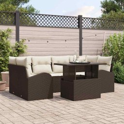 vidaXL Kerti Kanapé Szett 7 db Barna Poly Rattan