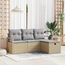 vidaXL Kanapé Szett 4 db 4-Ülőhelyek száma Beige és Világosszürke