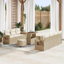 vidaXL Kerti Kanapé Szett 10 db 7-Ülőhelyek száma Beige és krém