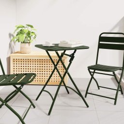 vidaXL Bisztróasztal Sötétzöld 55 x 55 x 72,5 cm Porfestett acél