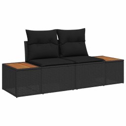 vidaXL Kerti kanapé Fekete 184 x 62 x 85cm polirattan